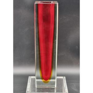 Vaso in vetro massiccio sommerso, stile Murano, anni 1970–1980