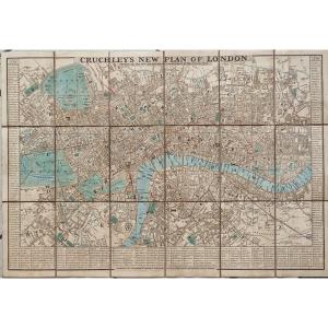 Cruchley’s New Plan of London – Edizione 1840  Carta geografica pieghevole originale, montata s