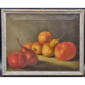 Coppia di nature morte con frutta in cornici argentate, fine Settecento – inizi Ottocento