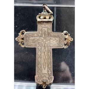 Croce reliquiario in argento incisa, Girolamo Franchini, Este 1763