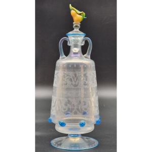 Vaso veneziano in vetro soffiato inciso e iridescente Murano, fine XIX – inizi XX sec.