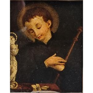 Piccolo dipinto su vetro con San Luigi Gonzaga – ambito veneto, inizi XIX secolo