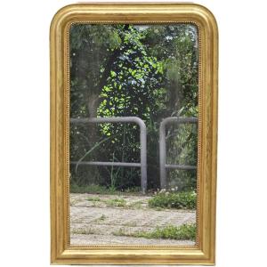 Specchiera francese dorata a foglia oro con specchio originale – XIX secol