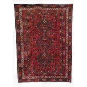 Grande tappeto persiano di manifattura tribale annodato a mano, anni '60-'70, 225 × 162 cm