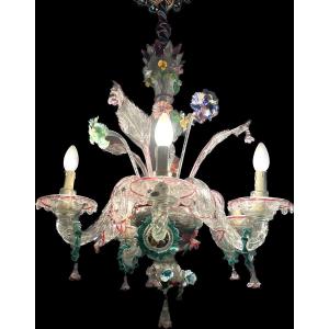 Lampadario in vetro di Murano, anni 30, Venezia 