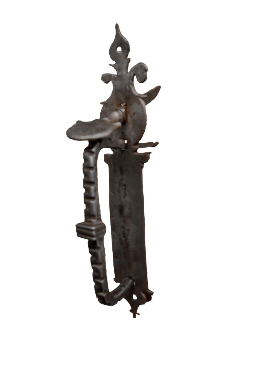 Maniglia di porta in ferro forgiato XVII -XVIII secolo-photo-2