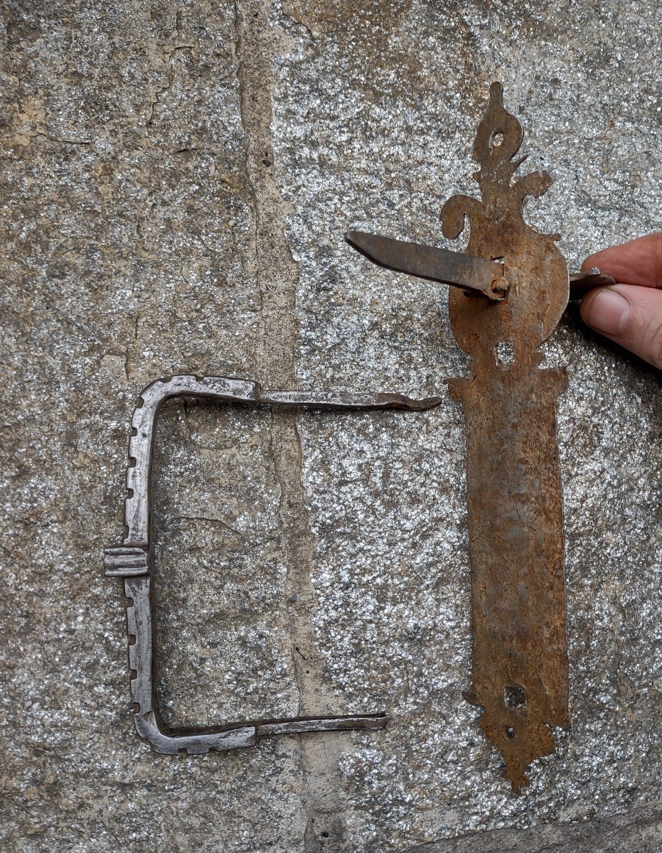 Maniglia di porta in ferro forgiato XVII -XVIII secolo-photo-6