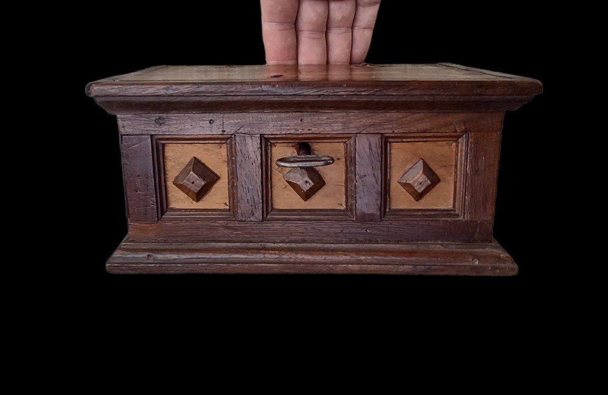 Scatola toscana in legno con serratura coeva funzionante XVIII secolo-photo-2