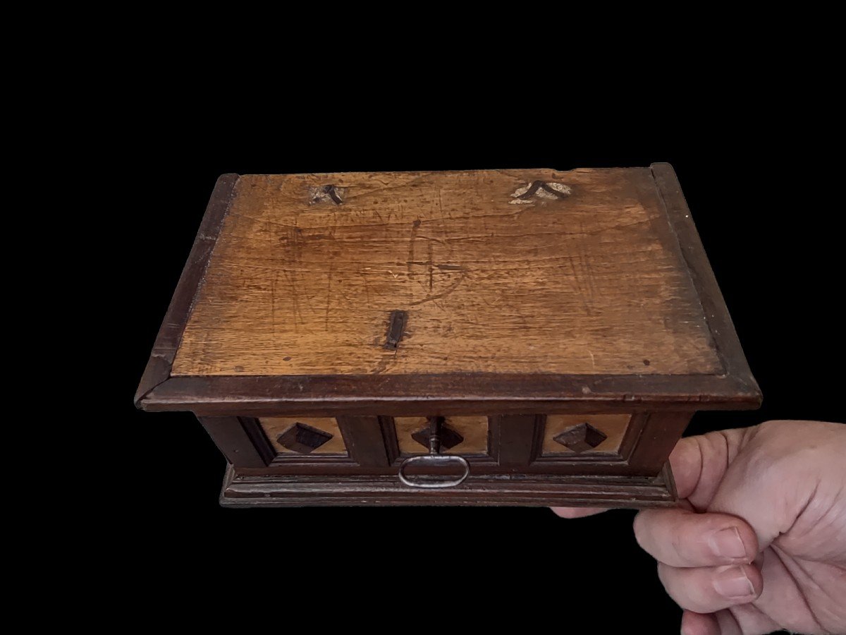 Scatola toscana in legno con serratura coeva funzionante XVIII secolo-photo-3