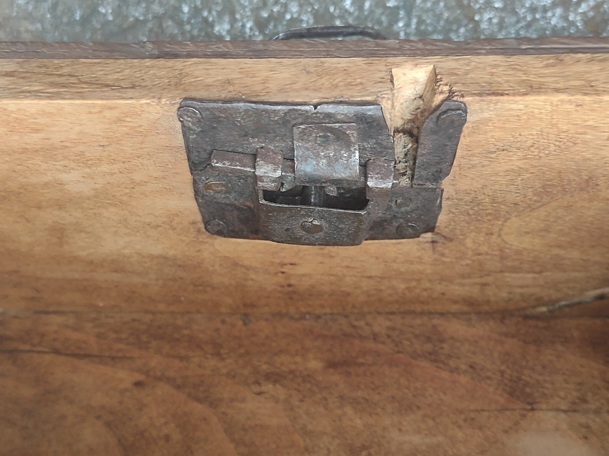 Scatola toscana in legno con serratura coeva funzionante XVIII secolo-photo-1