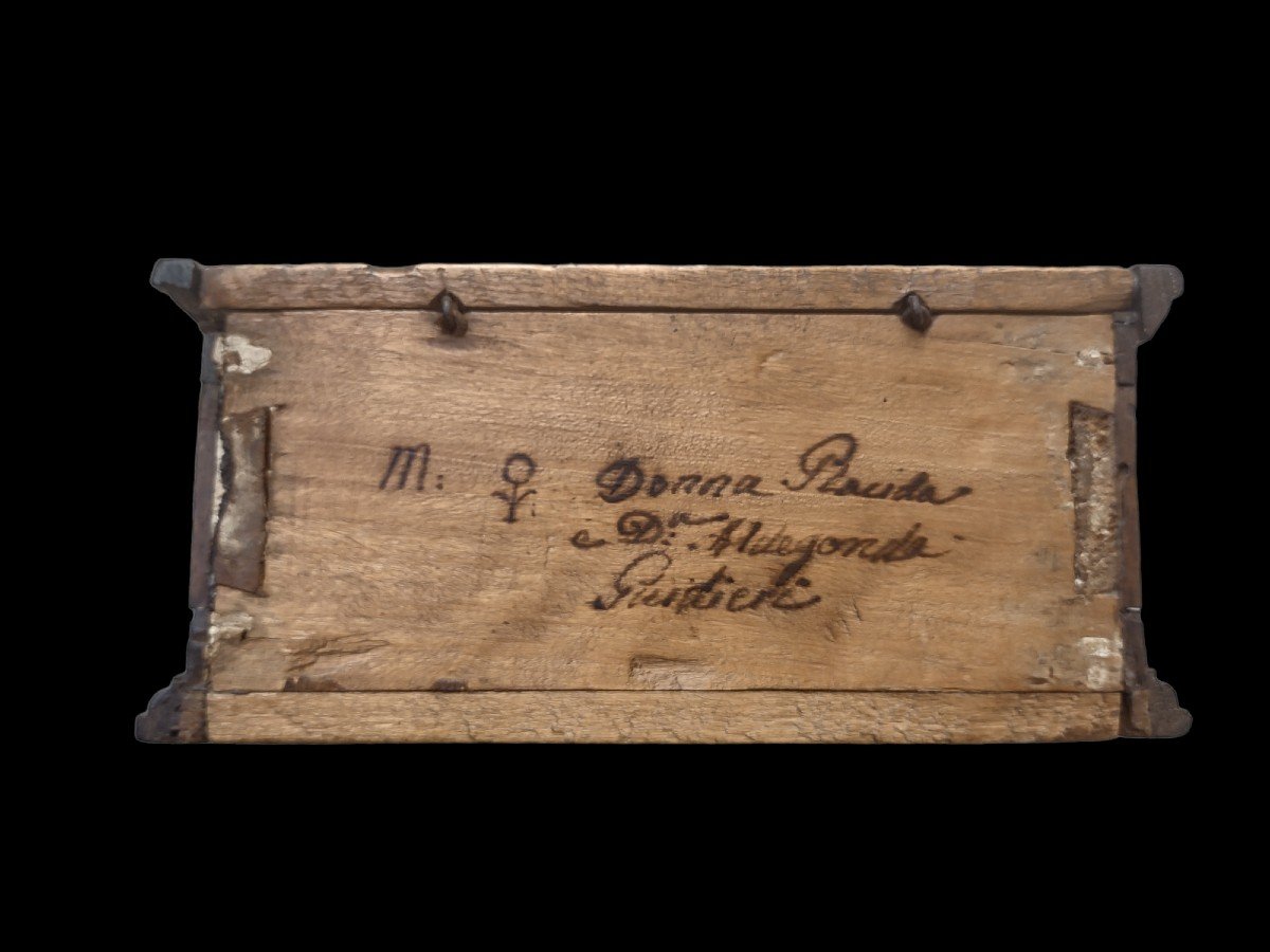 Scatola toscana in legno con serratura coeva funzionante XVIII secolo-photo-2