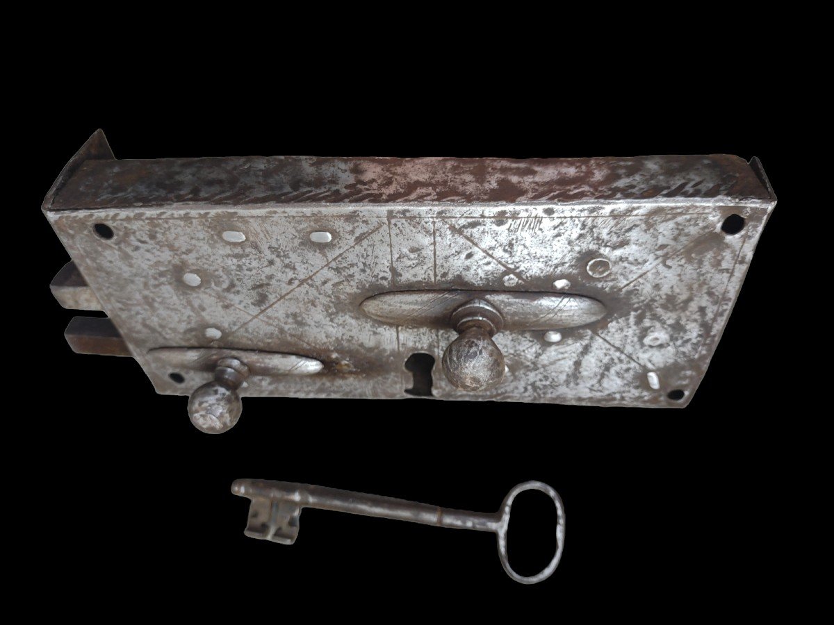 Serratura in ferro forgiato ed inciso seconda metà XVIII secolo-photo-8