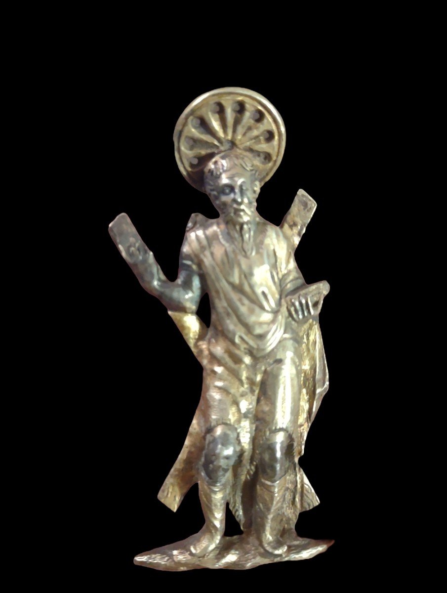 Coppia di rilievi in bronzo dorato rappresentanti apostoli Rinascimento lombardo -photo-3
