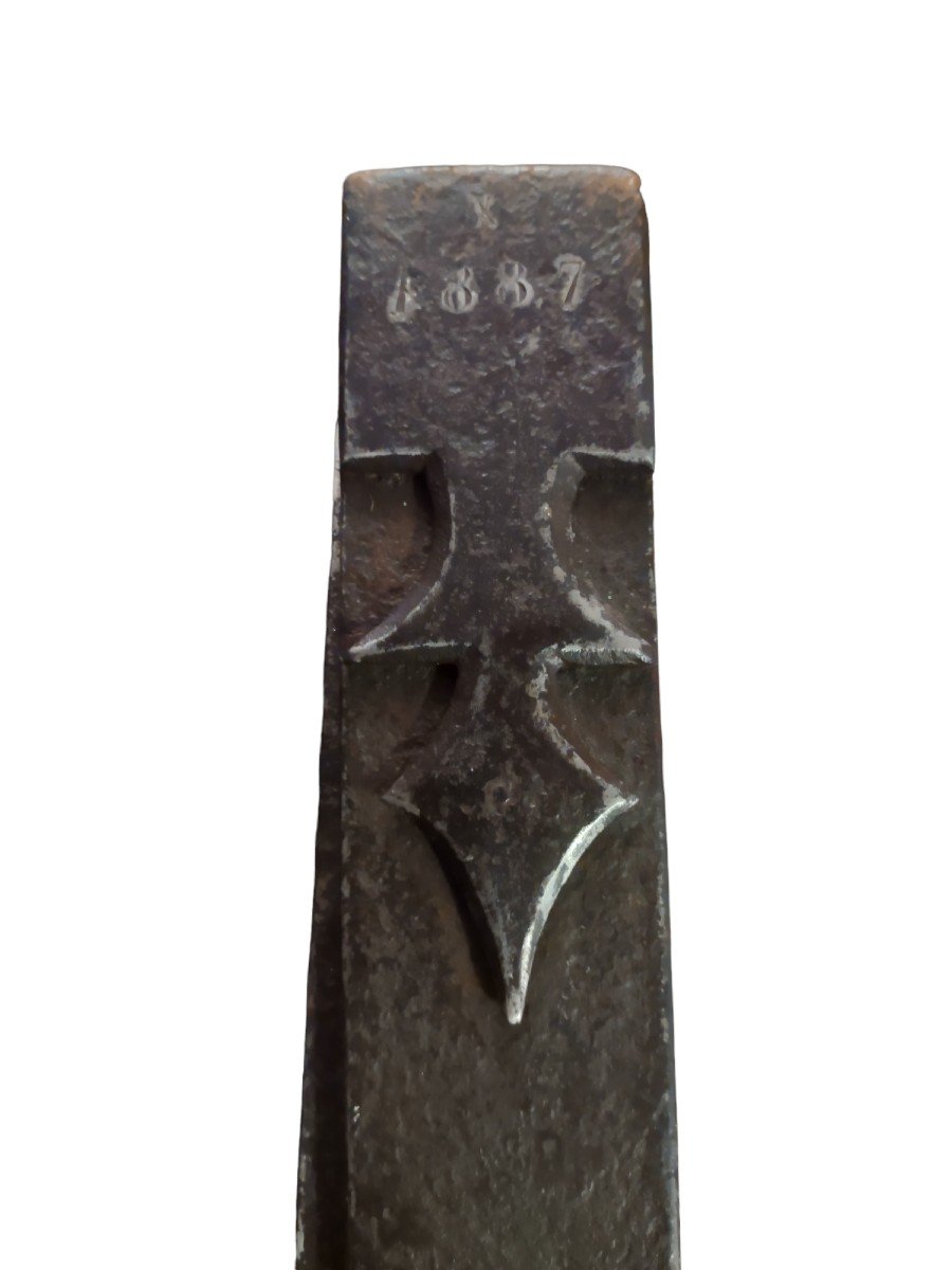 Grande (80) cm compasso in ferro forgiato ed inciso firmato DELAYE e datato 1837-photo-3