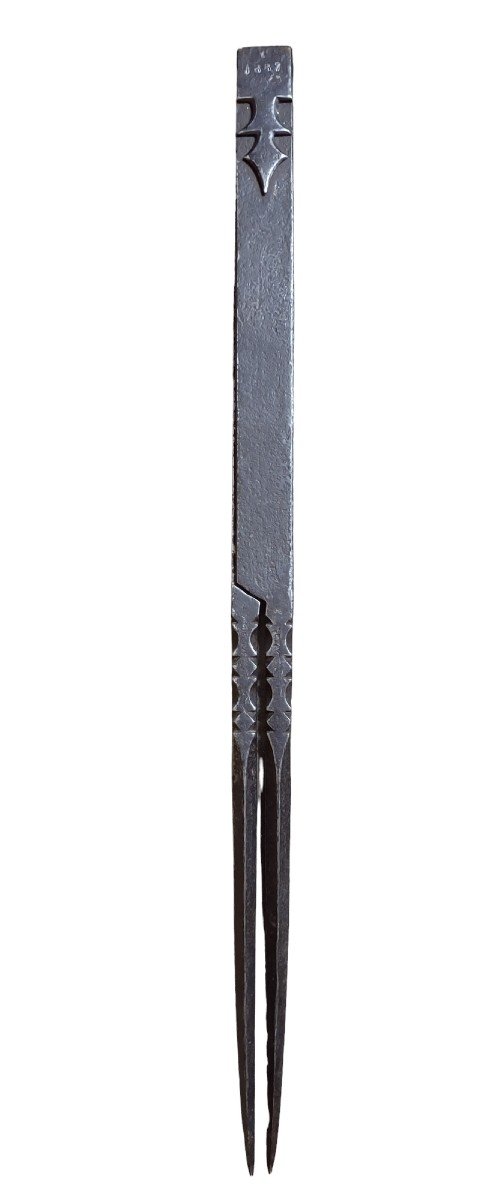 Grande (80) cm compasso in ferro forgiato ed inciso firmato DELAYE e datato 1837-photo-4