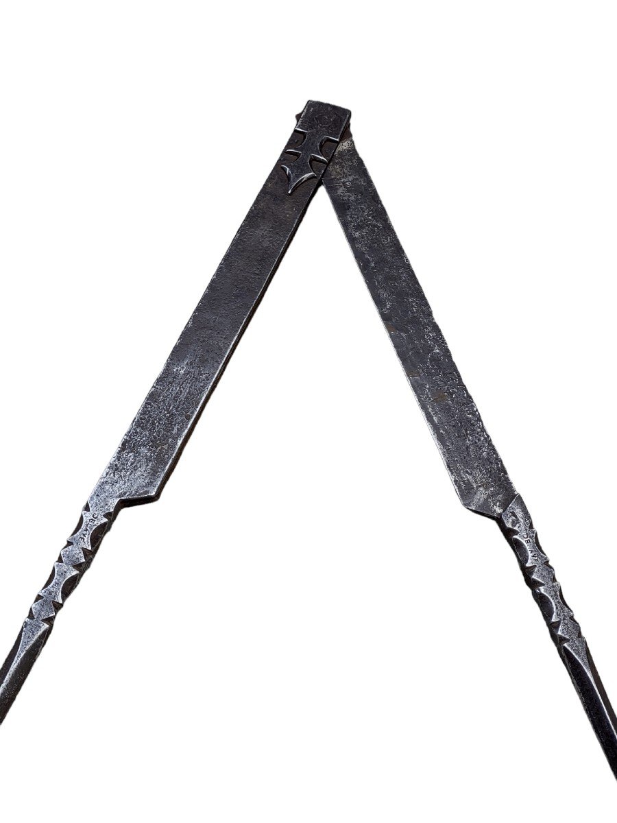 Grande (80) cm compasso in ferro forgiato ed inciso firmato DELAYE e datato 1837-photo-7