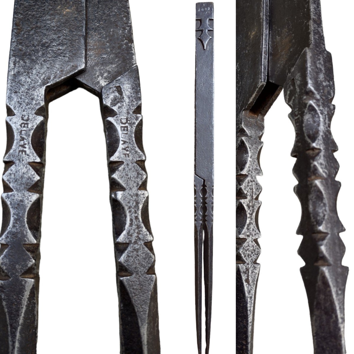 Grande (80) cm compasso in ferro forgiato ed inciso firmato DELAYE e datato 1837