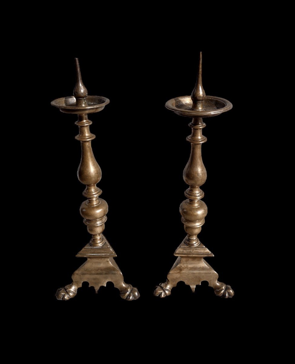 Coppia di portaceri in bronzo XVIII secolo -photo-2