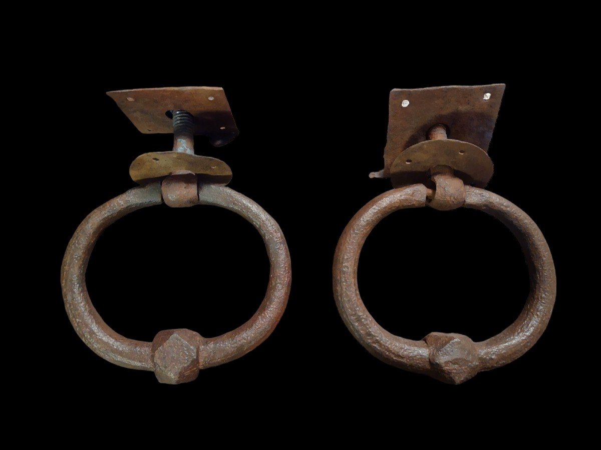 Coppia di battiporta in ferro forgiato XVII secolo-photo-3