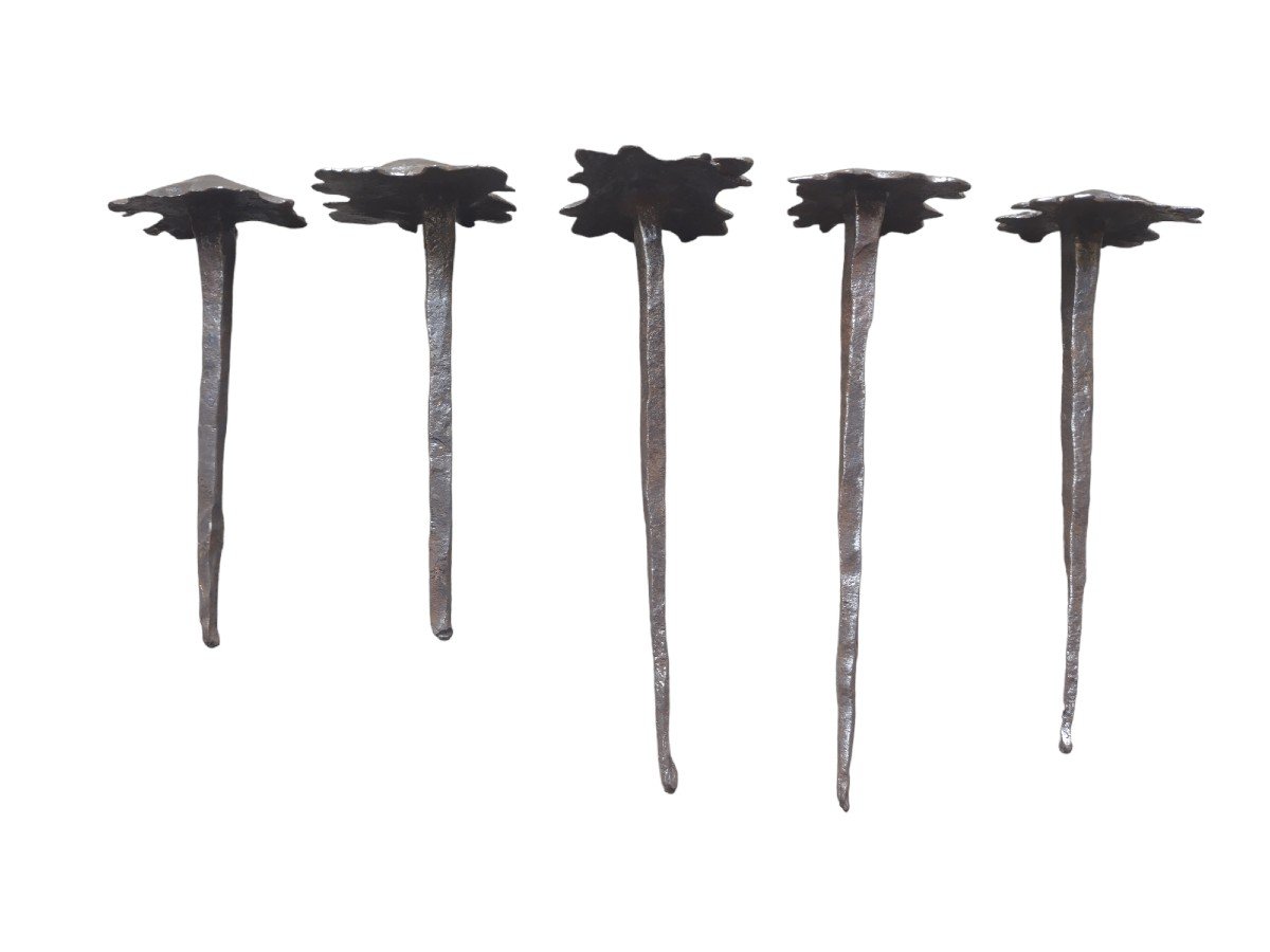 5 Grandi chiodi in ferro forgiato XVII secolo -photo-1