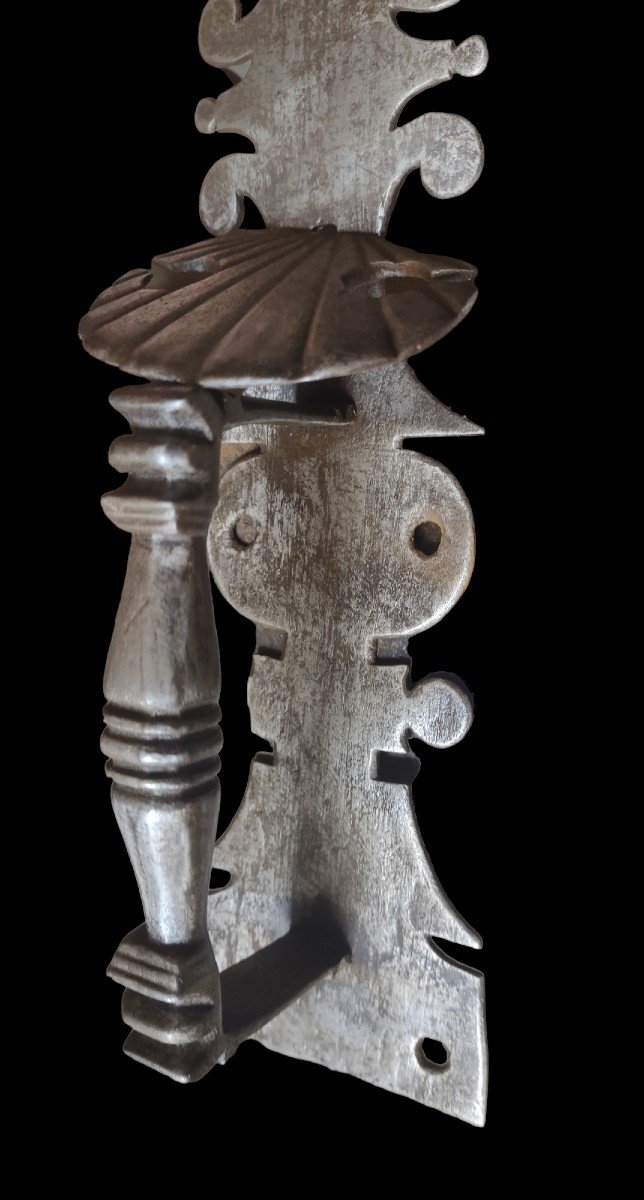 Importante maniglia di porta in ferro forgiato XVIII secolo-photo-1