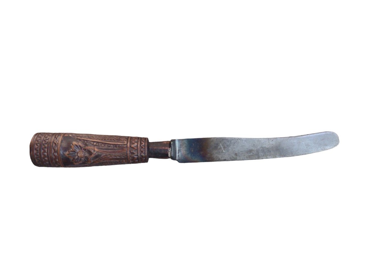 Coltello in ferro con manico in legno scolpito Solingen XIX secolo-photo-4