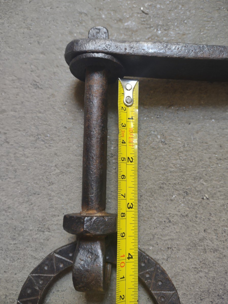 Maniglia in ferro forgiato ed inciso con chiavistello XVIII secolo -photo-3