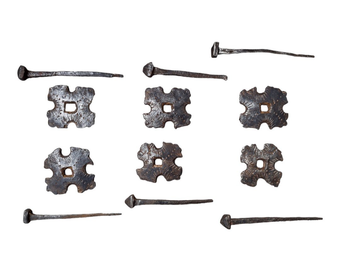 6 chiodi in ferro forgiato ed inciso XVII-XVIII secolo -photo-3