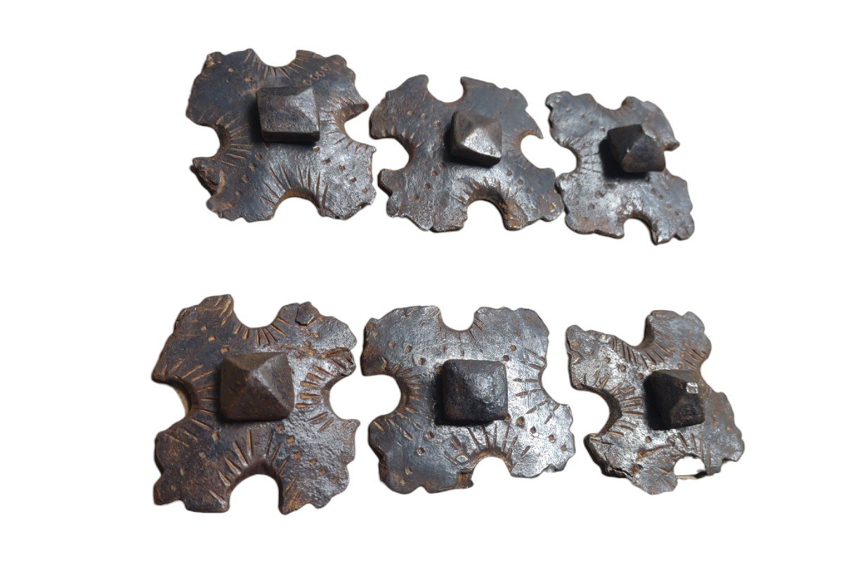 6 chiodi in ferro forgiato ed inciso XVII-XVIII secolo -photo-1