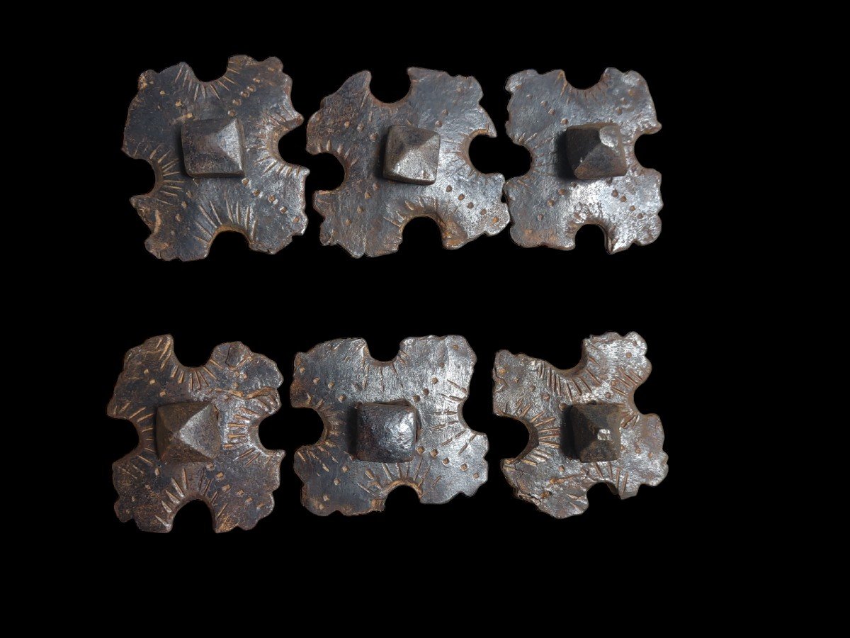 6 chiodi in ferro forgiato ed inciso XVII-XVIII secolo -photo-2