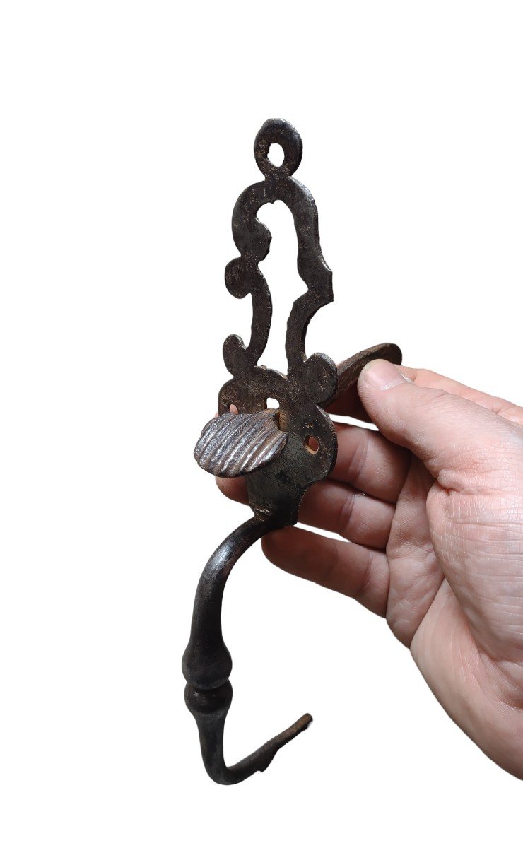 Maniglia di porta in ferro forgiato XVIII secolo-photo-2
