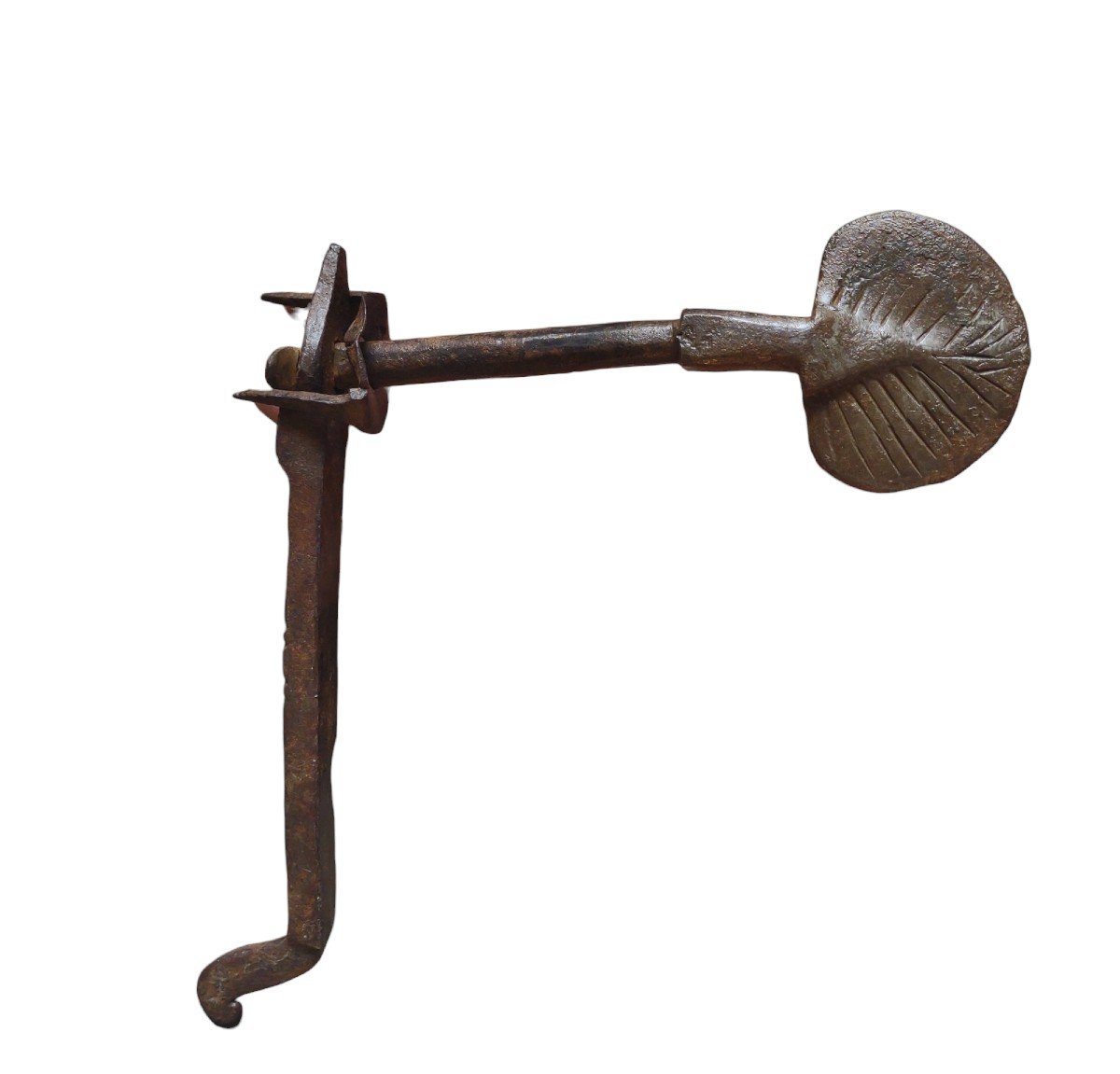 Raro chiavistello in ferro forgiato ed inciso XVII secolo -photo-2