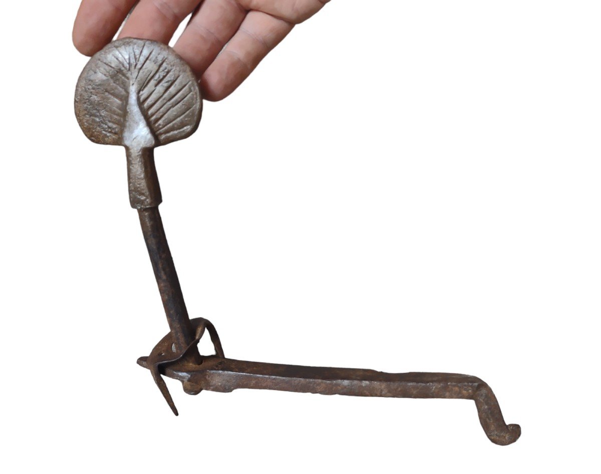 Raro chiavistello in ferro forgiato ed inciso XVII secolo -photo-3