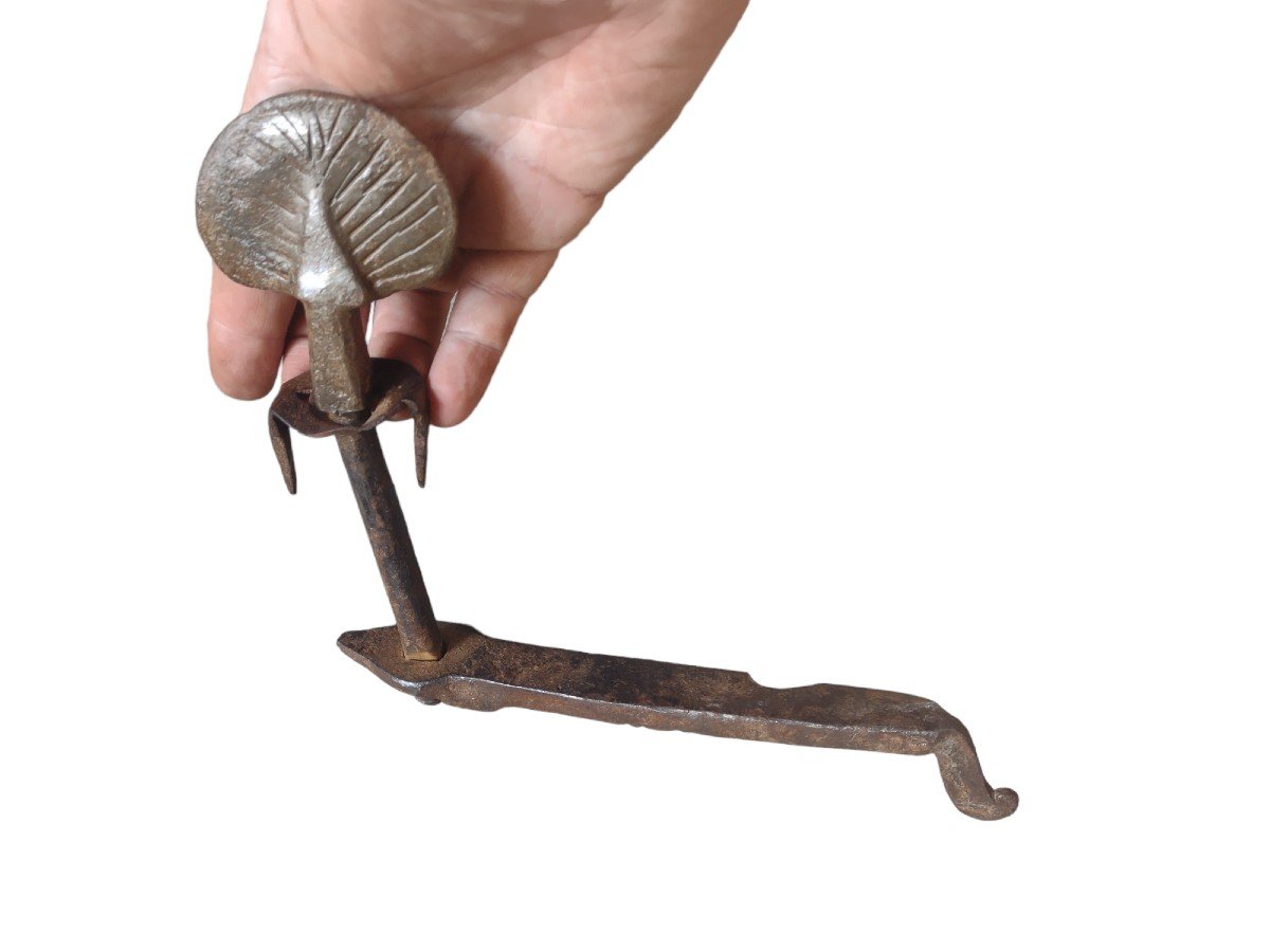 Raro chiavistello in ferro forgiato ed inciso XVII secolo -photo-4