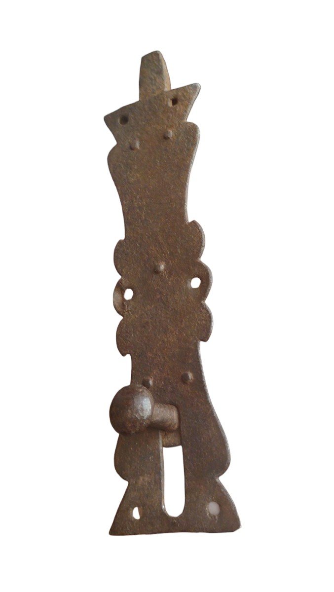 Catenaccio in ferro forgiato da incasso XVIII secolo -photo-2