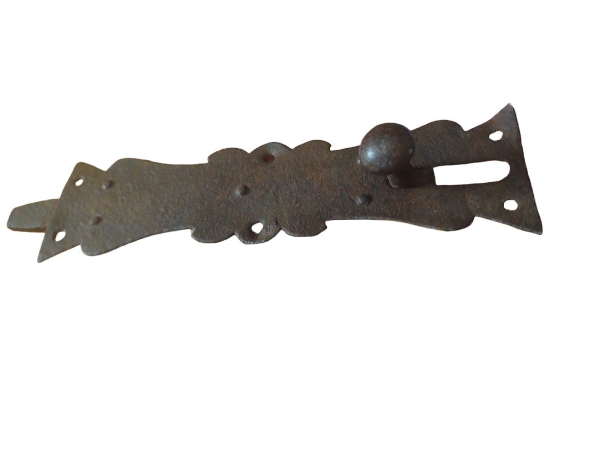 Catenaccio in ferro forgiato da incasso XVIII secolo -photo-4