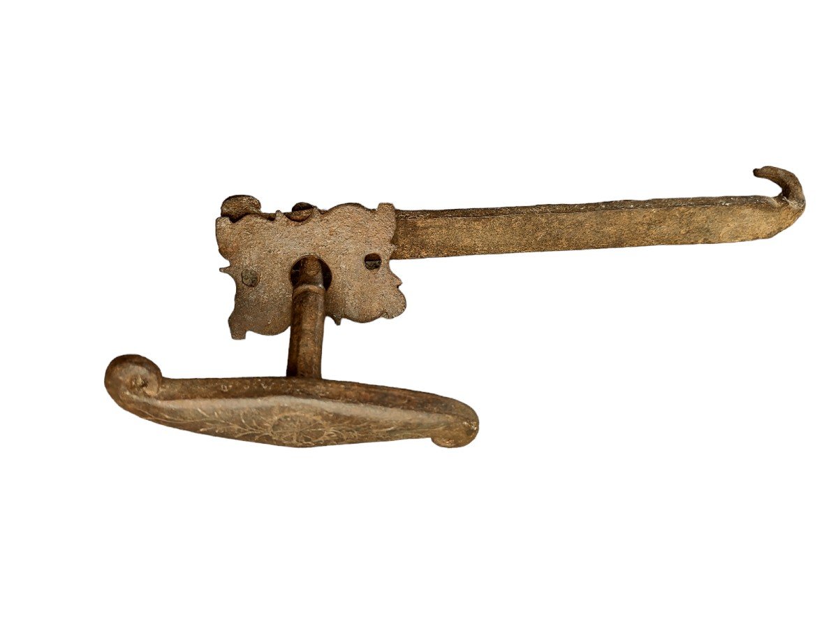 Chiavistello in ferro forgiato ed inciso fine XVII secolo -photo-4