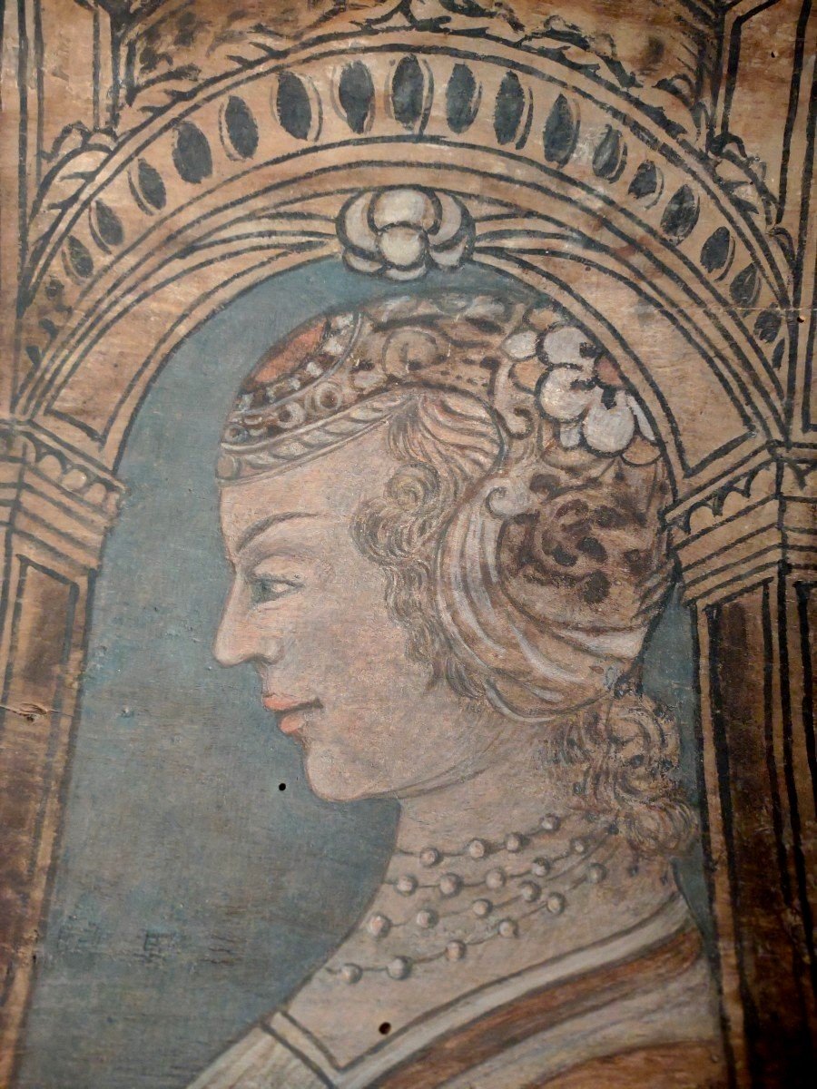 Profilo di nobildonna dipinto su tavola Cremona XVI secolo -photo-3