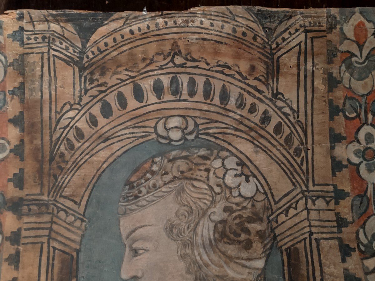 Profilo di nobildonna dipinto su tavola Cremona XVI secolo -photo-2