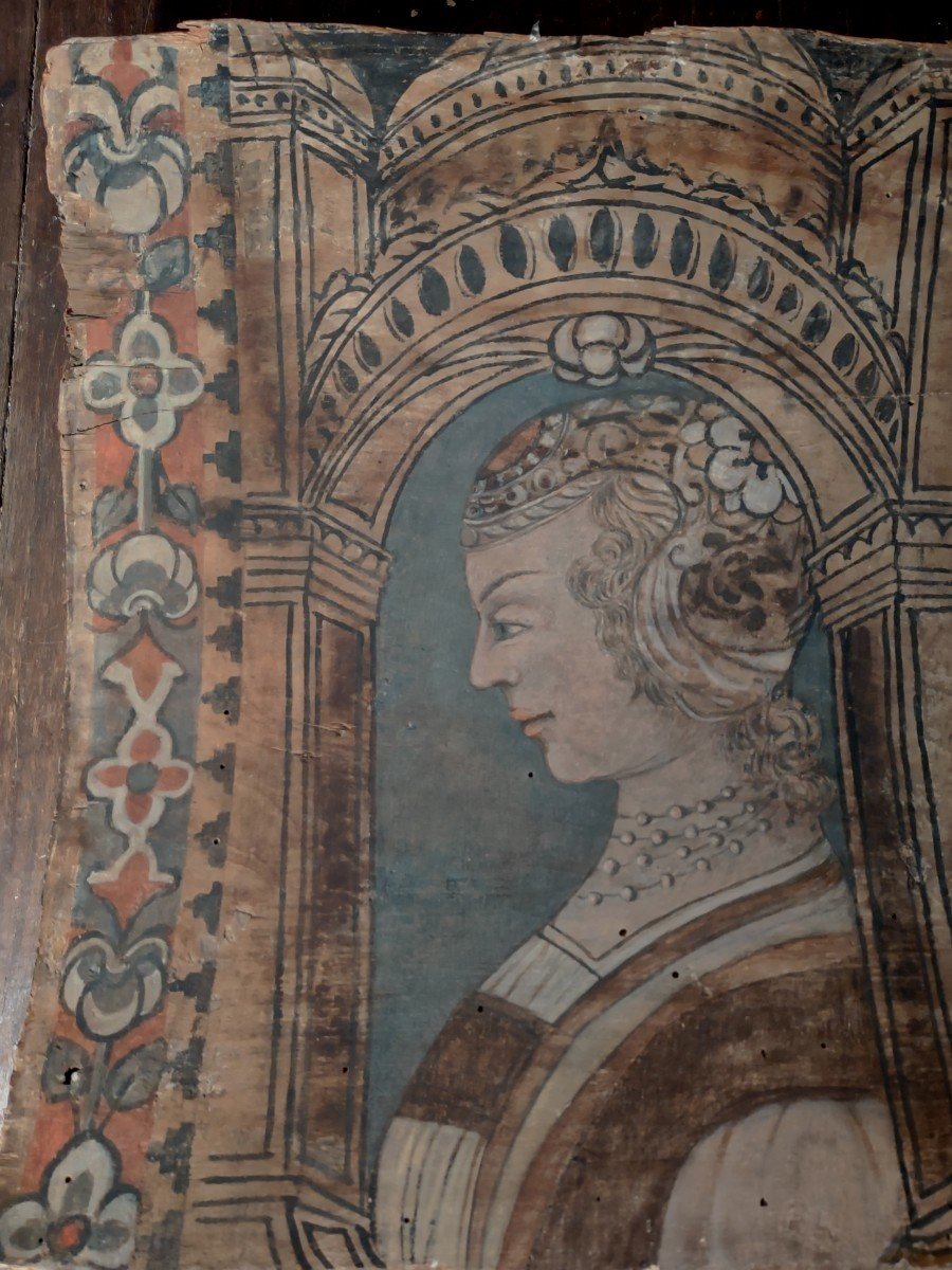 Profilo di nobildonna dipinto su tavola Cremona XVI secolo -photo-1