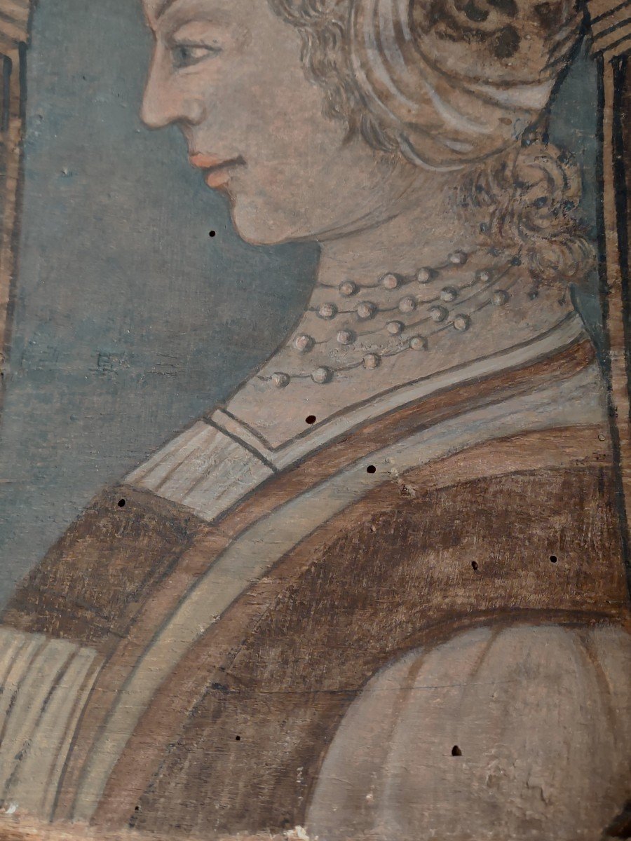 Profilo di nobildonna dipinto su tavola Cremona XVI secolo -photo-3