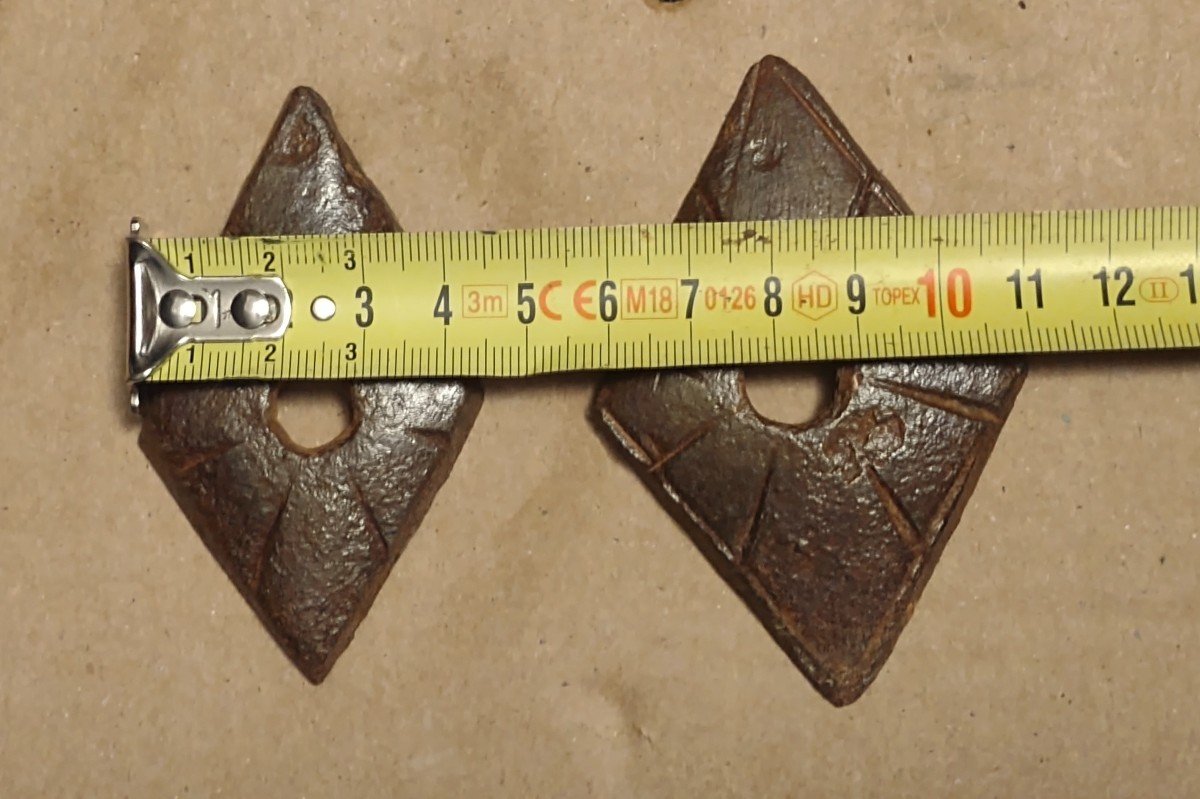 7 Chiodi romboidali in ferro forgiato ed inciso -photo-6