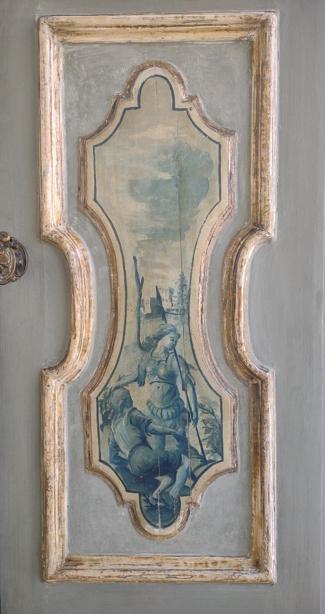 Bella porta veneziana dipinta su entrambi i lati inizio  XVIII secolo-photo-2