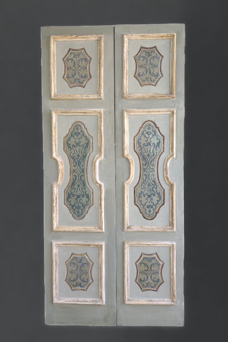 Bella porta veneziana dipinta su entrambi i lati inizio  XVIII secolo-photo-3