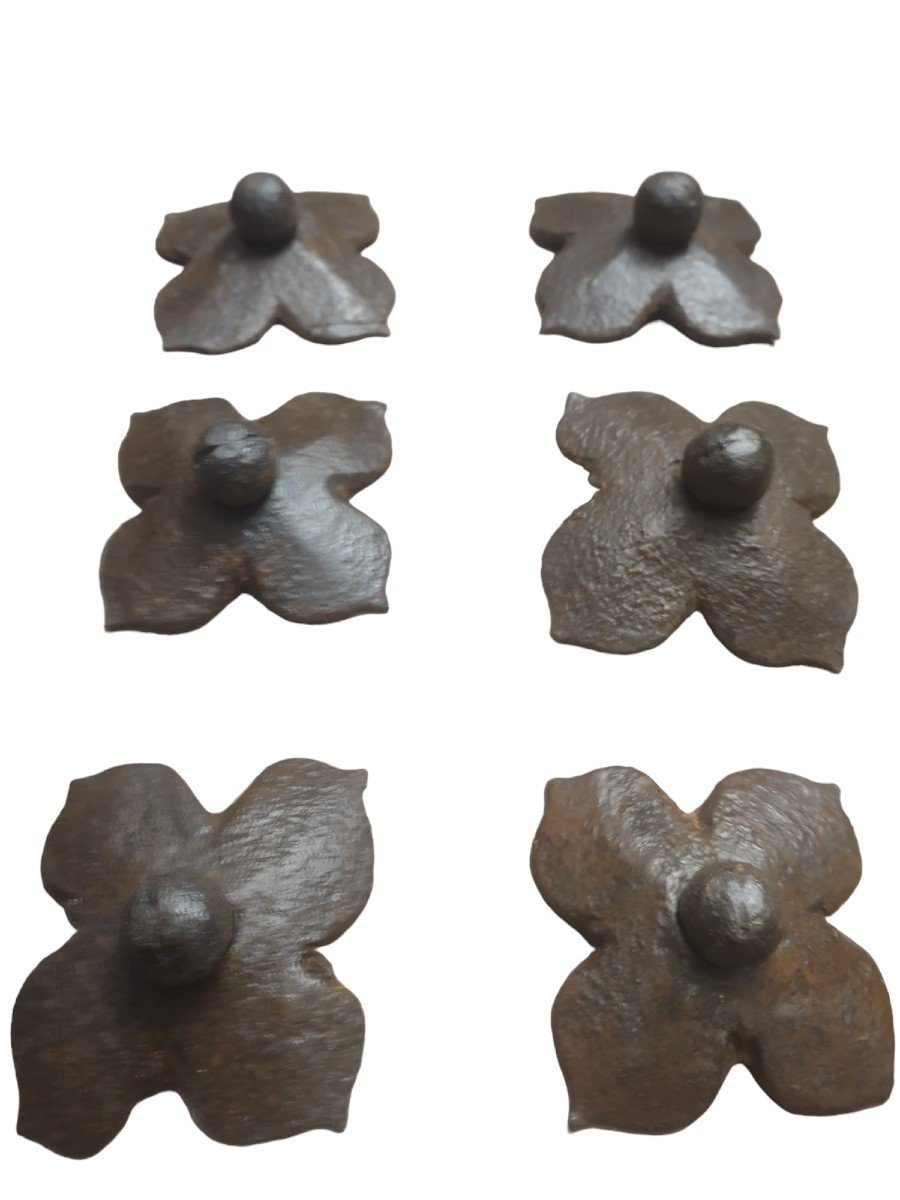 6 Chiodi quadrilobati in ferro forgiato XVII secolo-photo-2