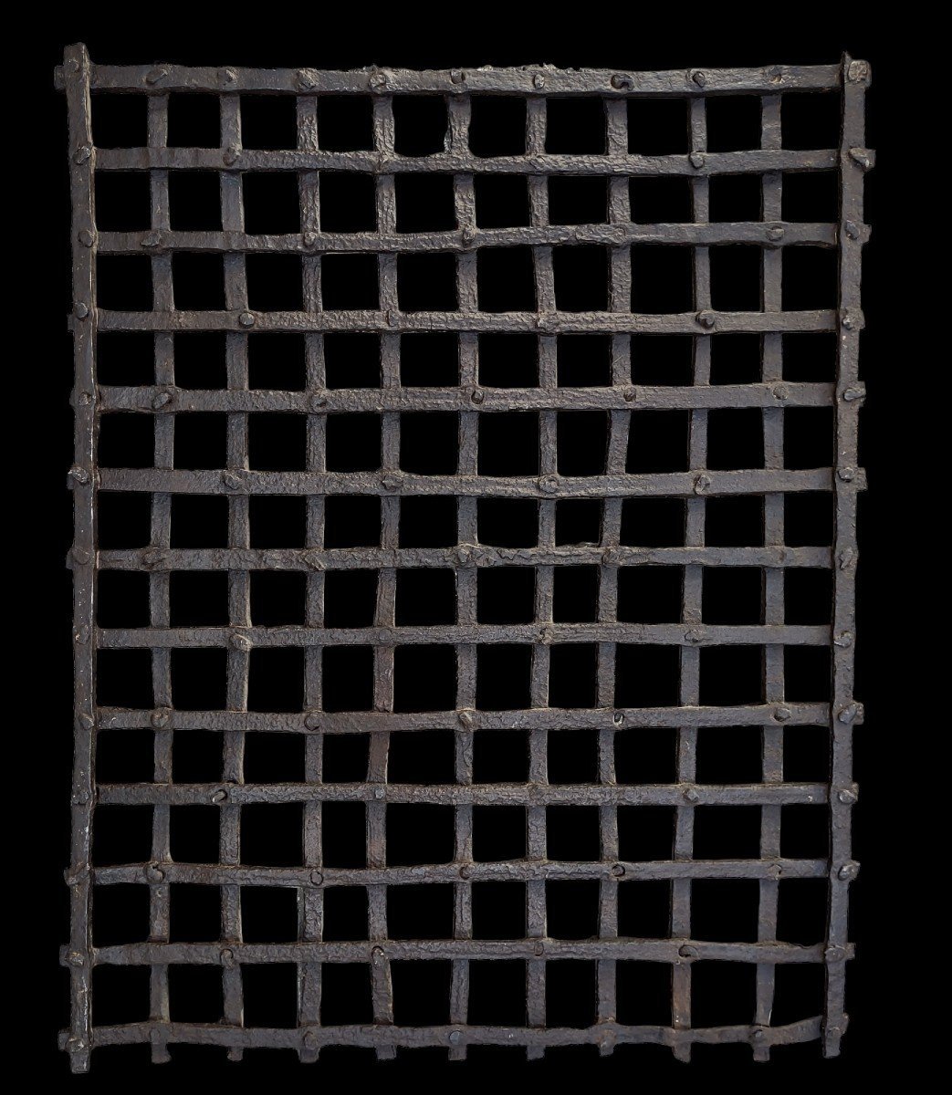 Grata di finestra in ferro forgiato a maglie strette alta epoca-photo-2