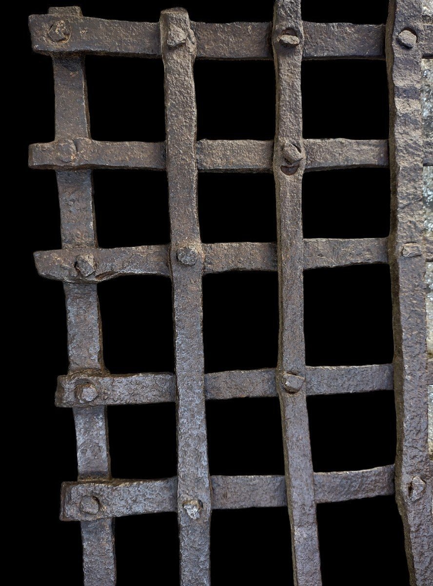 Grata di finestra in ferro forgiato a maglie strette alta epoca-photo-3