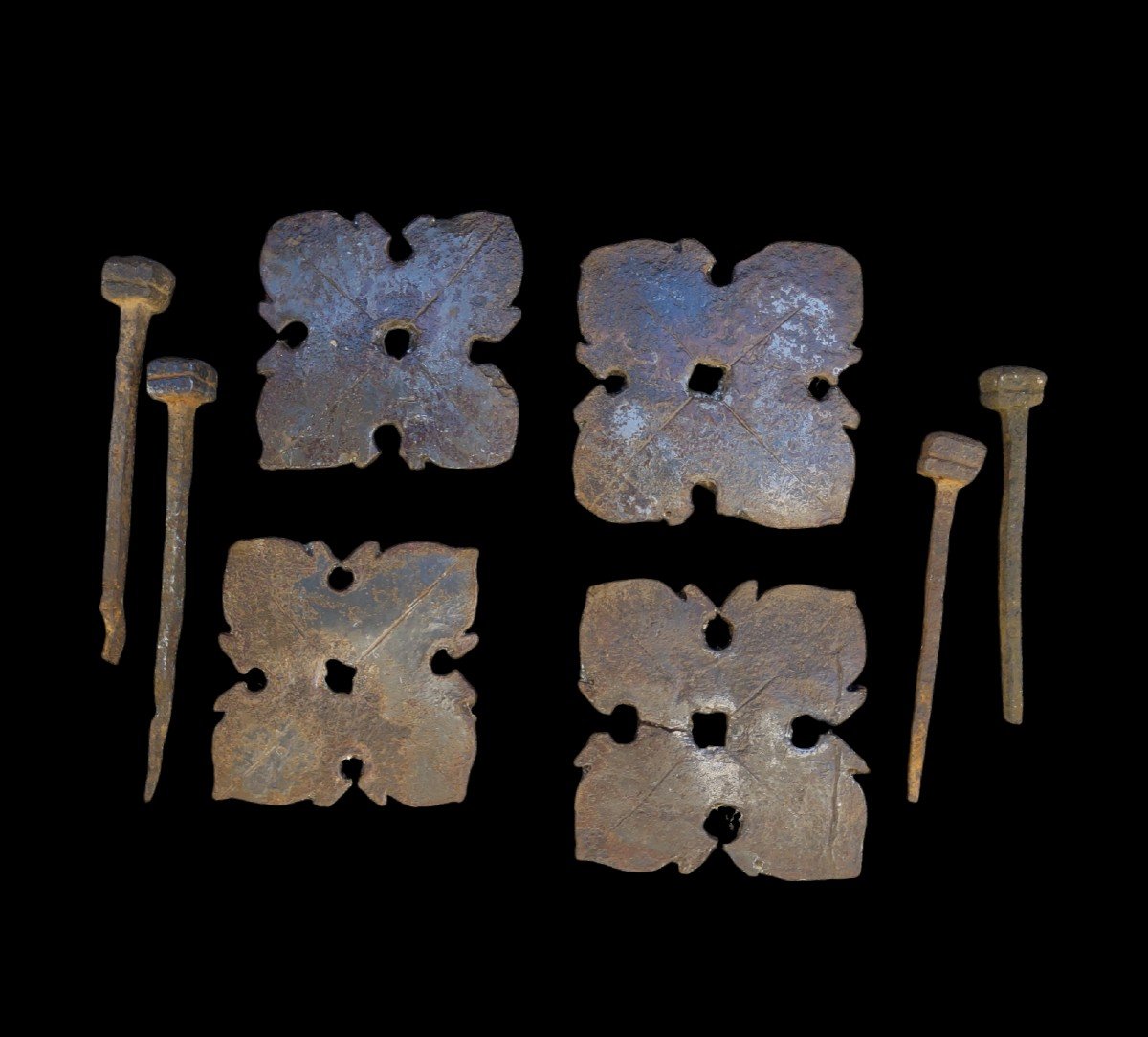 4 Grandi chiodi in ferro forgiato XVI secolo -photo-2