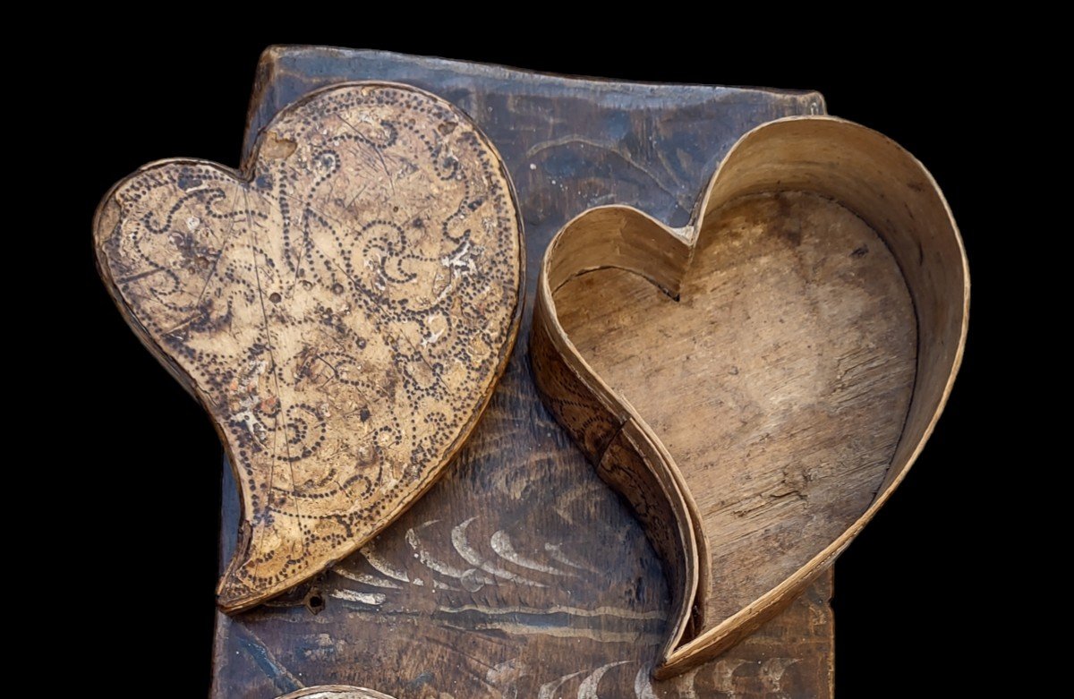 Splendida scatola "delle suore" in legno laccato e bulinato fine XVII secolo-photo-2