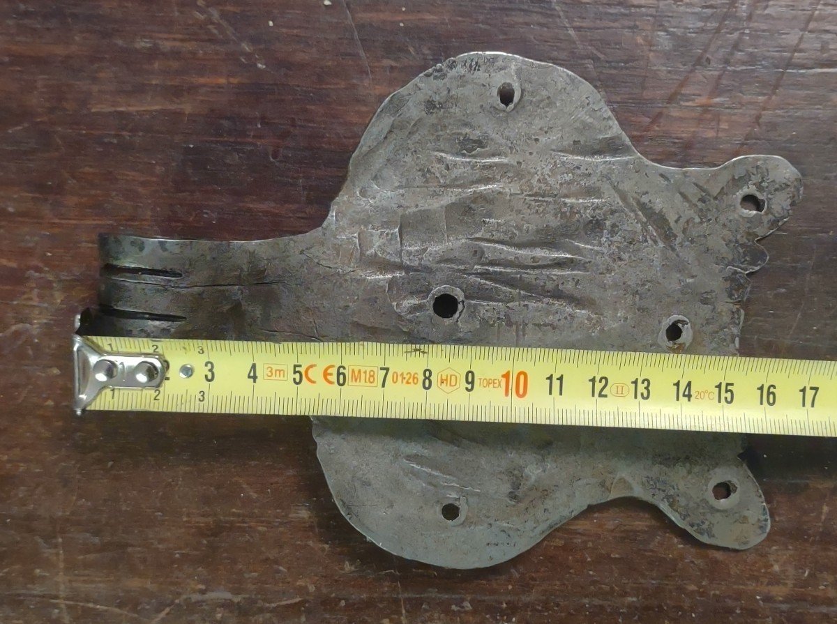 Coppia di cerniere di porta in ferro forgiato inizio XVIII secolo -photo-4
